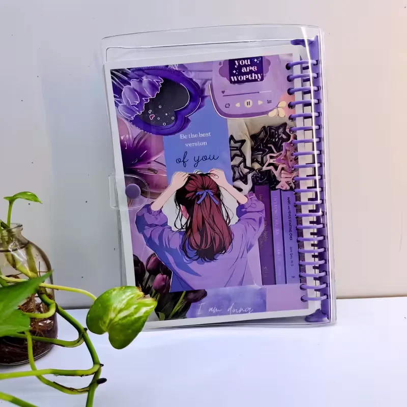 کلاسور شفاف طرح بنفش دختر